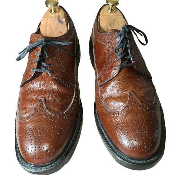 VINTAGE Stacy Adams Gunboats Full Pebble Grain Leather Wingtip 9.5 EEE - Picture 2 of 11